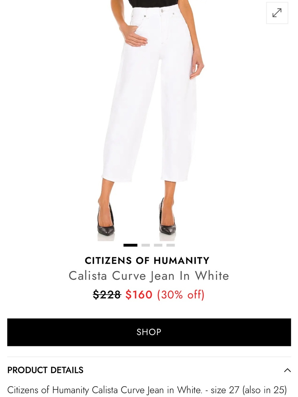 Citizens Of Humanity White Wide-Leg Cropped Jeans